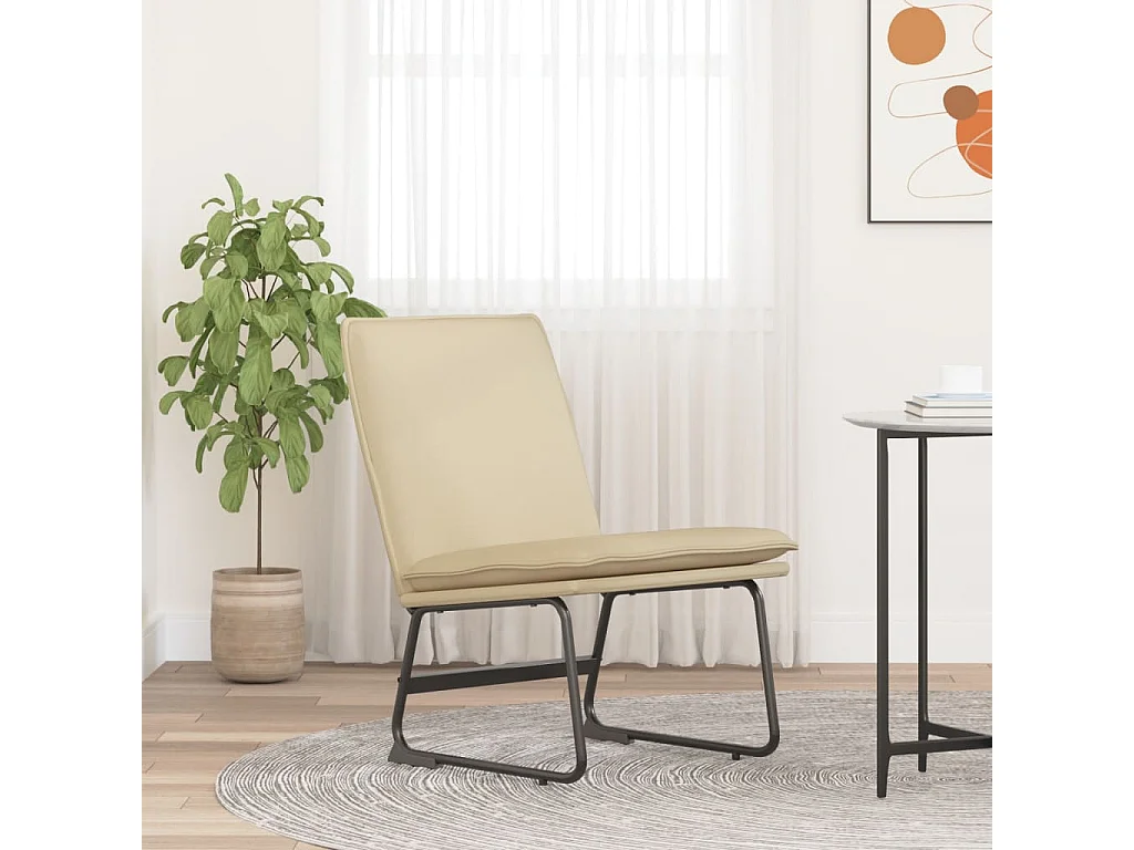 Loungestoel 52x75x76 cm stof crèmekleurig