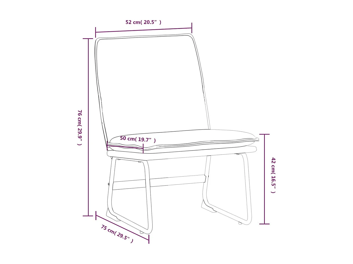 Loungestoel 52x75x76 cm stof crèmekleurig