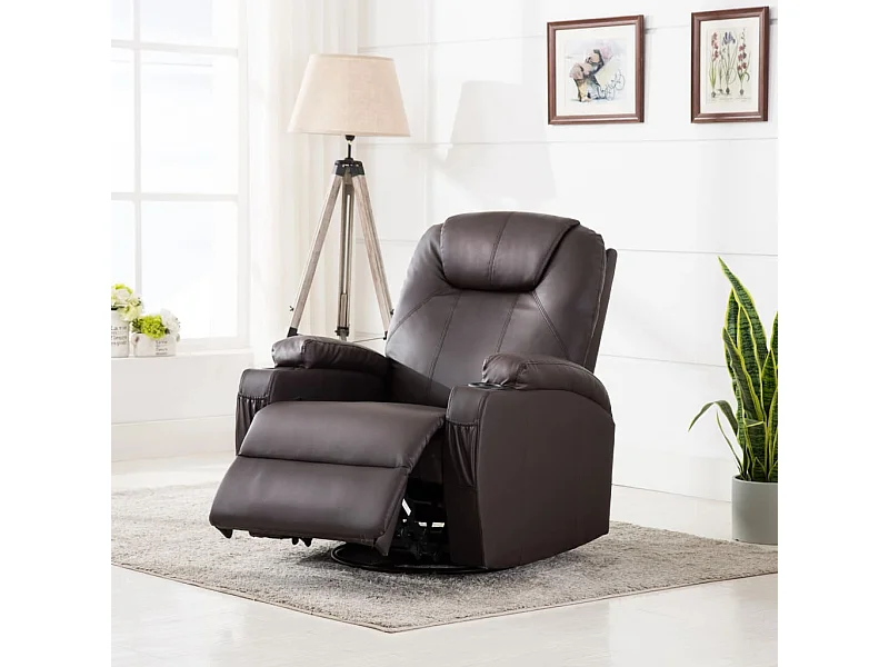 Massage-Schaukelsessel Braun Kunstleder