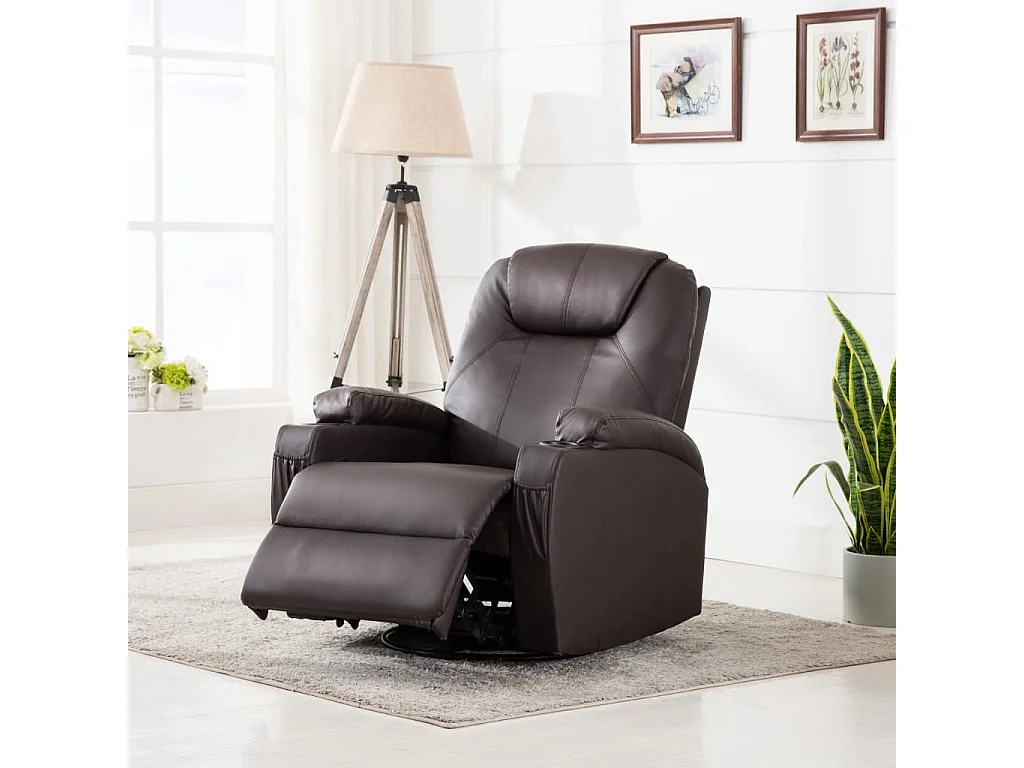 Fauteuil à bascule de massage Marron Similicuir