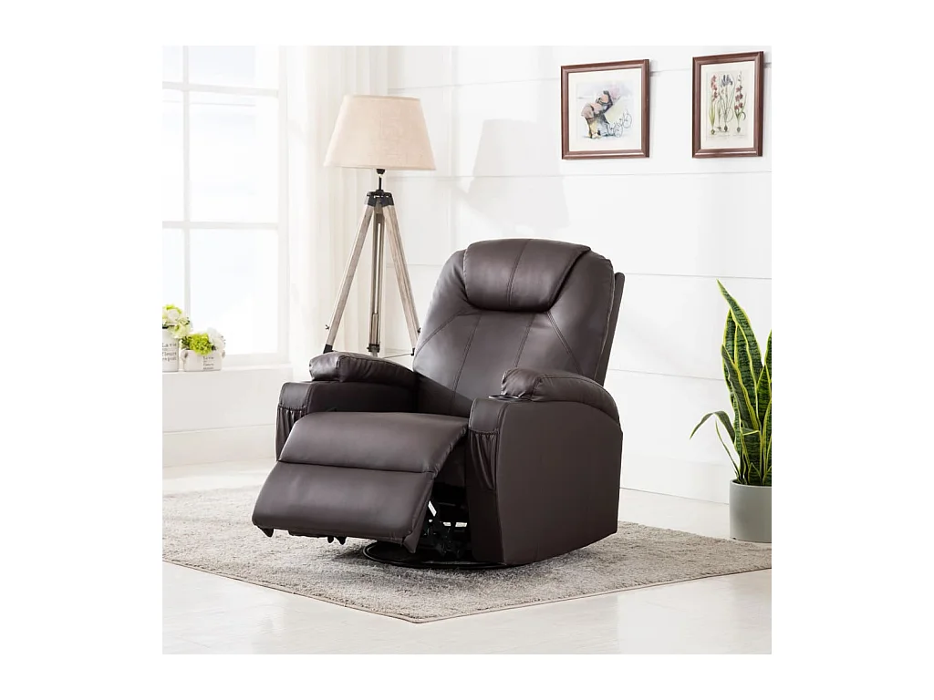 Fauteuil à bascule de massage Marron Similicuir