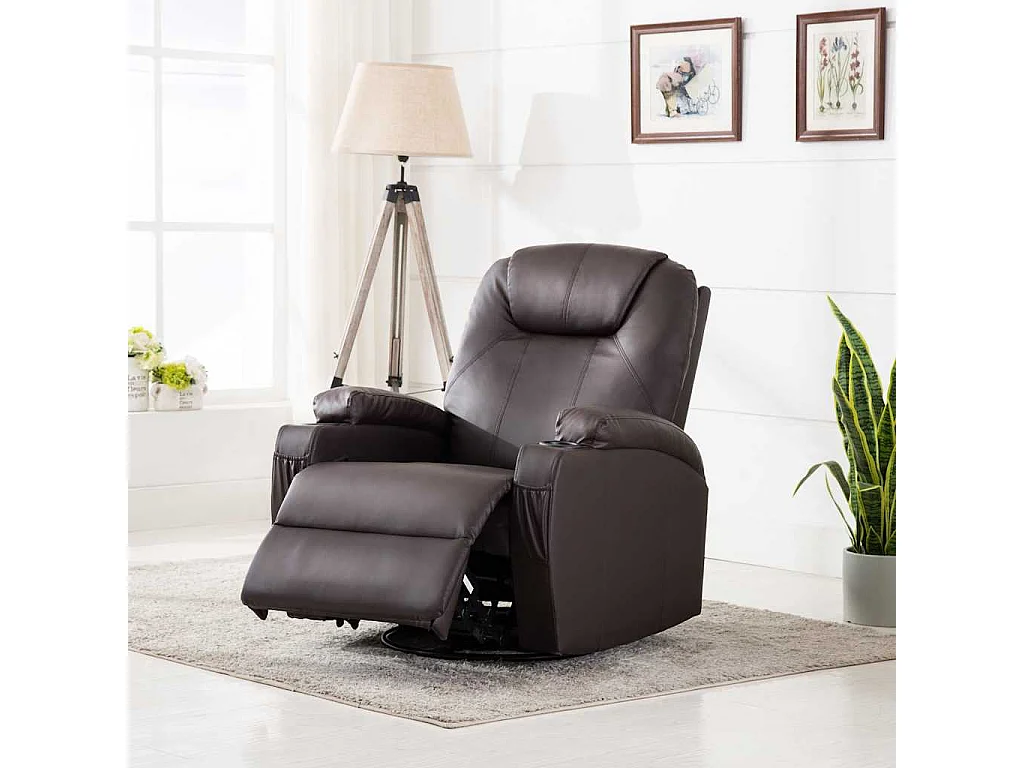 Fauteuil à bascule de massage Marron Similicuir