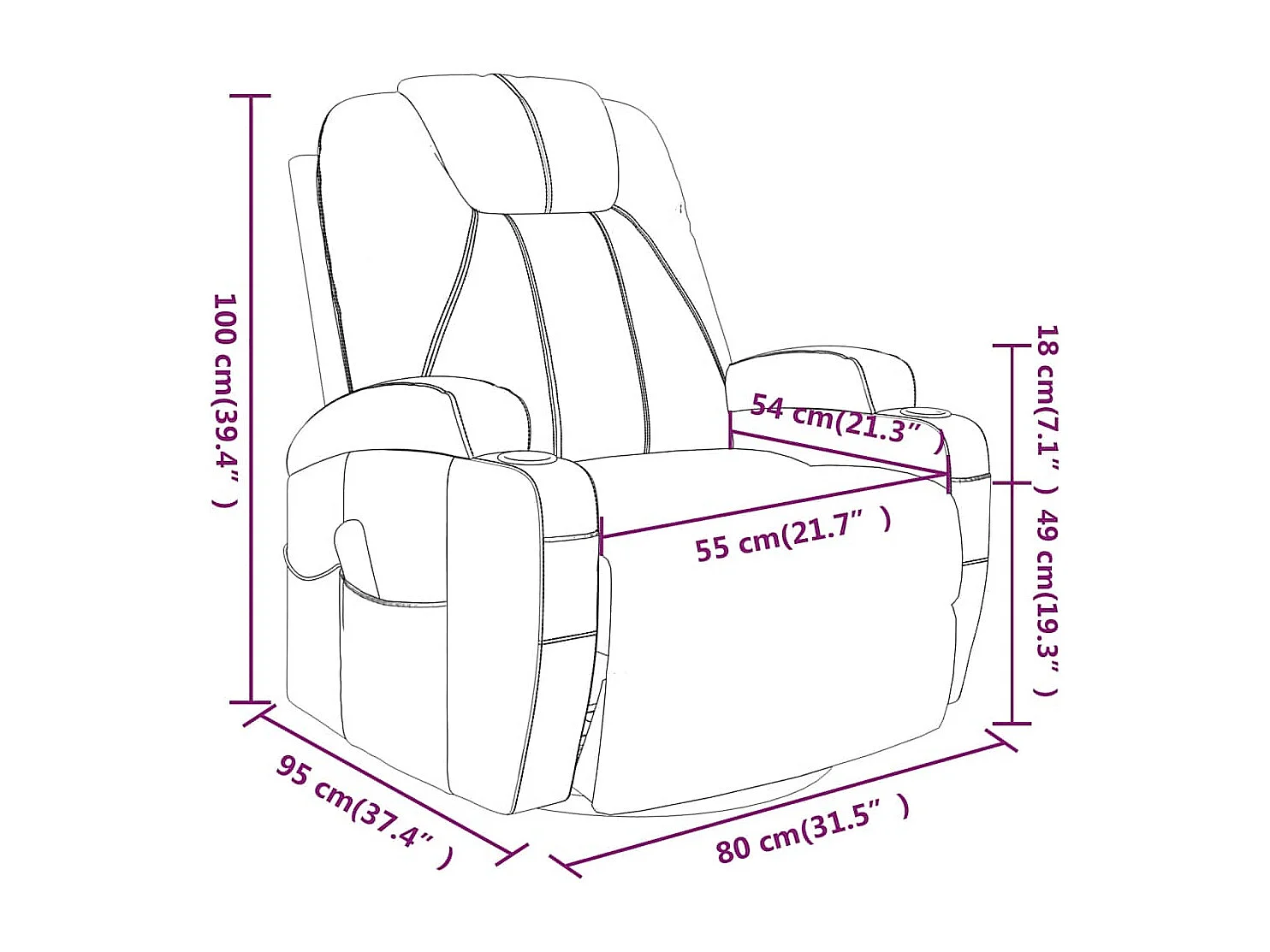 Fauteuil à bascule de massage Marron Similicuir