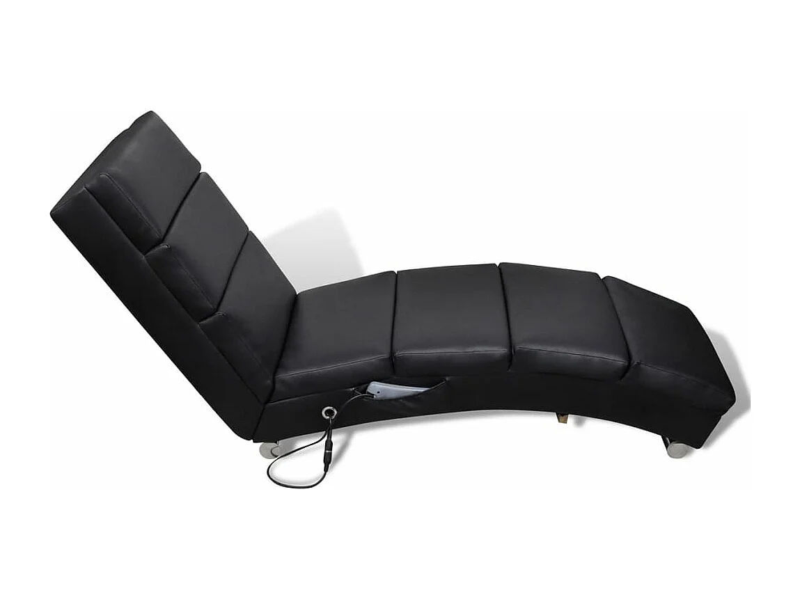 Chaise longue de massage Noir Similicuir