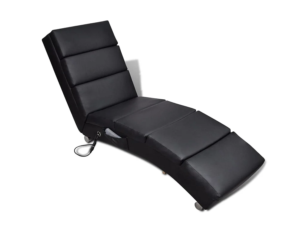 Chaise longue de massage Noir Similicuir