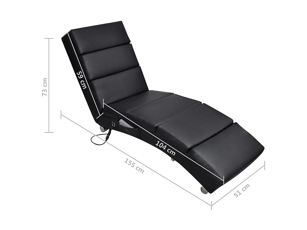 Chaise longue de massage Noir Similicuir