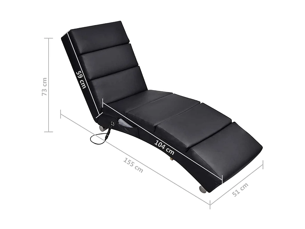 Chaise longue de massage Noir Similicuir
