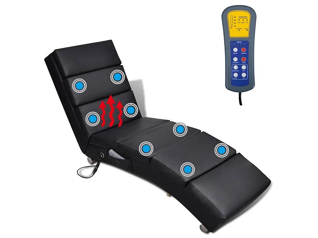 Chaise longue de massage Noir Similicuir