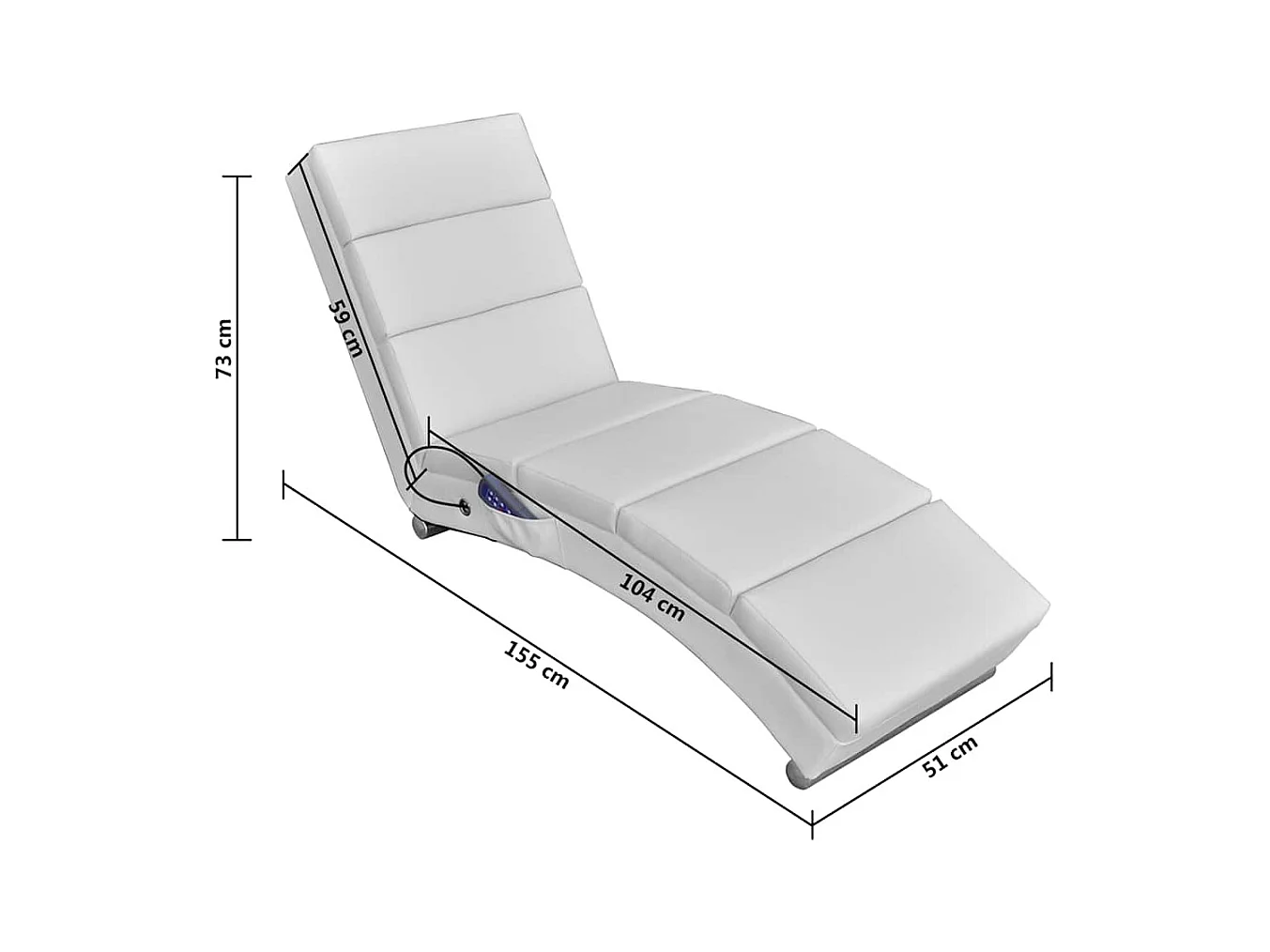 Tumbona de masaje reclinable de cuero sintético blanco