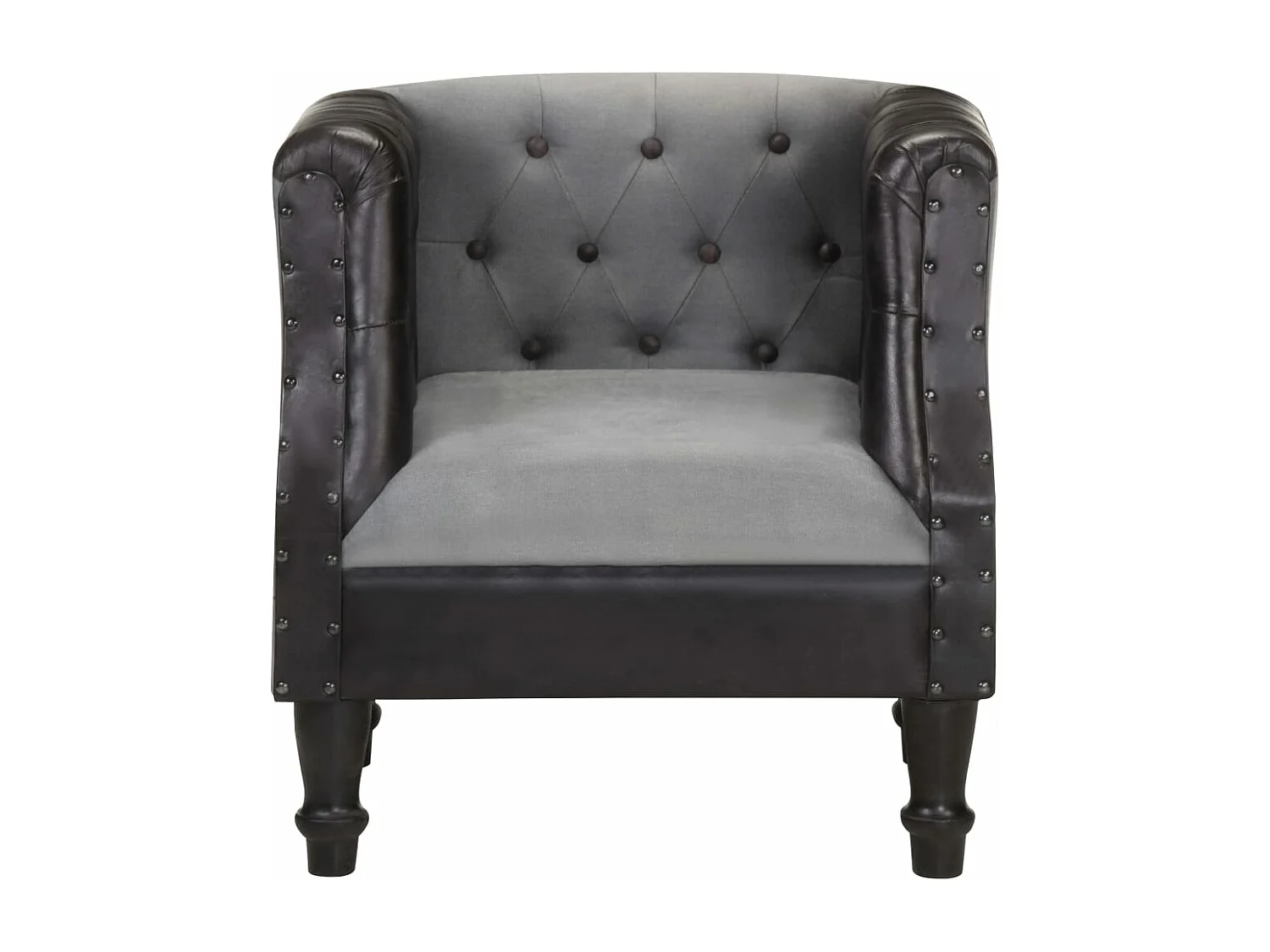 Poltrona em couro genuíno e mangueira maciça preto