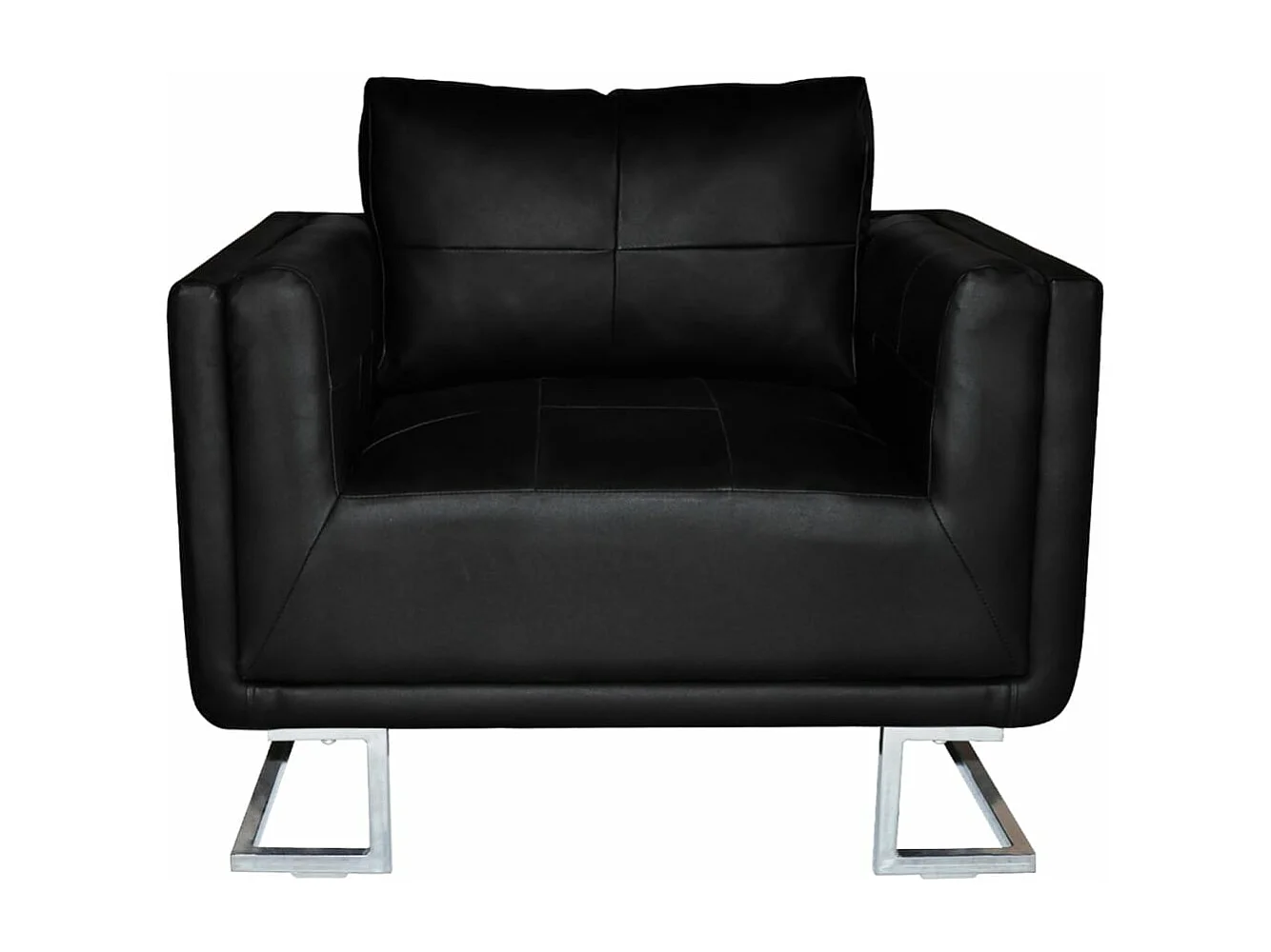 Fauteuil cube avec pieds chromés Noir Similicuir