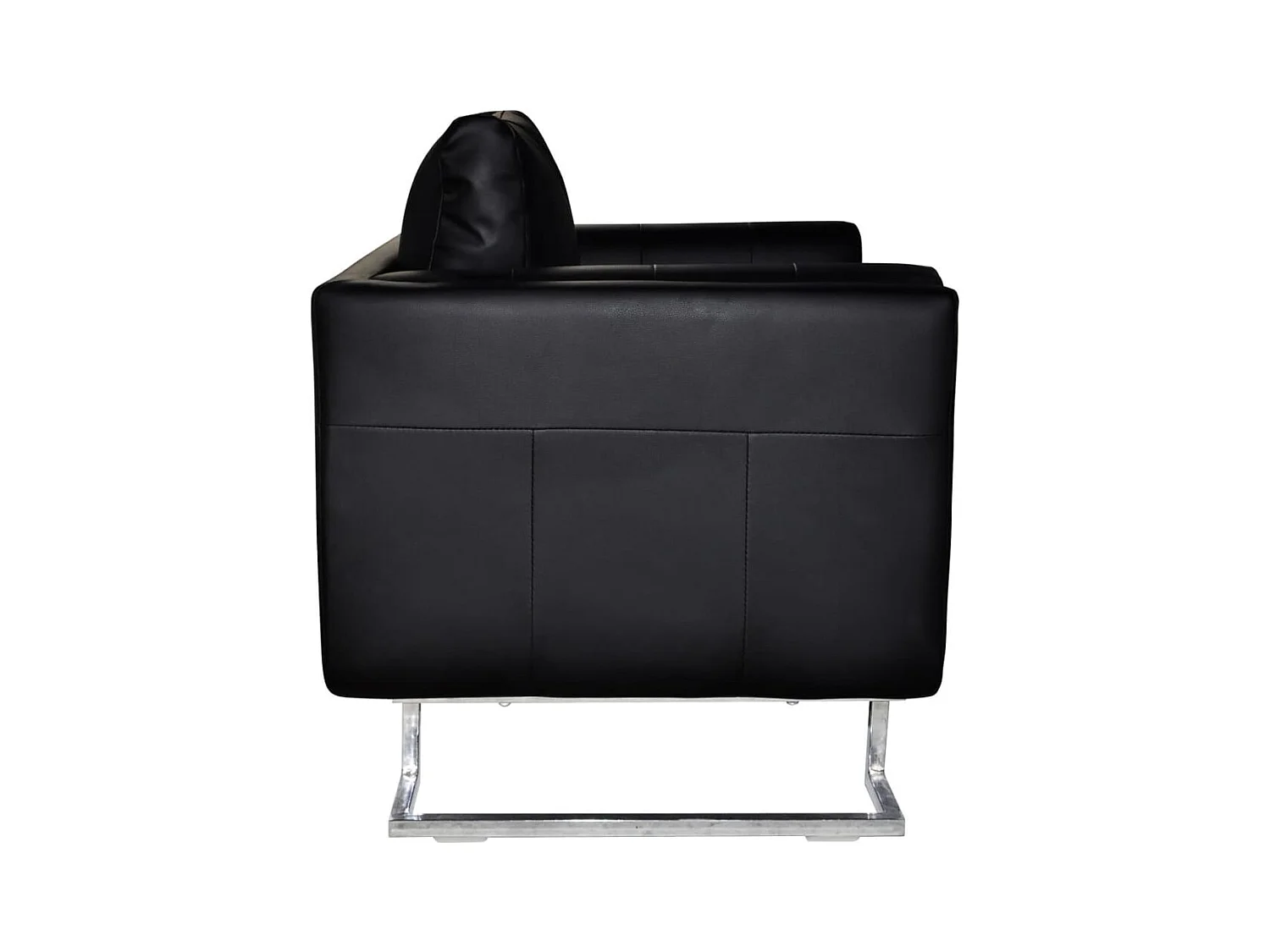 Sillón con patas cromadas cuero sintético negro