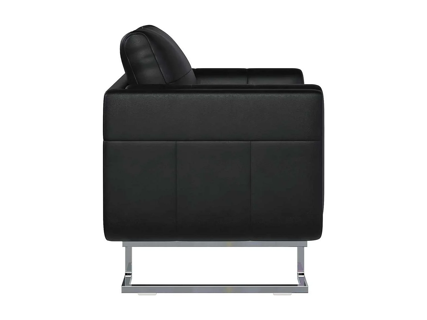 Fauteuil met verchroomde poten kubus kunstleer zwart