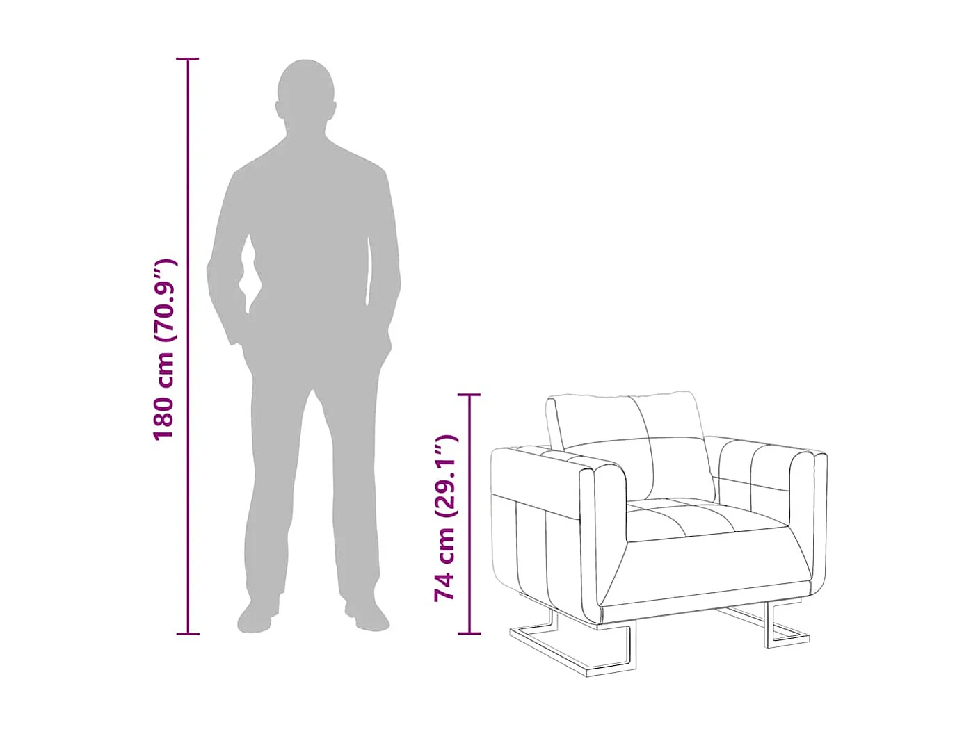 Fauteuil met verchroomde poten kubus kunstleer zwart