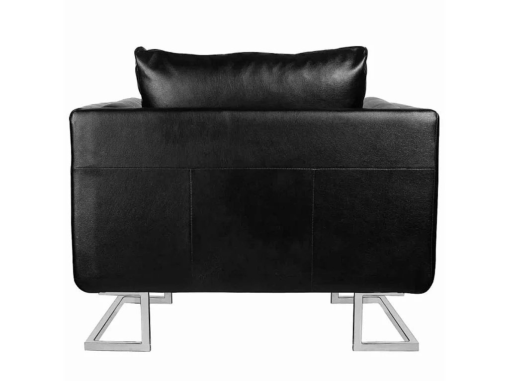 Fauteuil cube avec pieds chromés Noir Similicuir