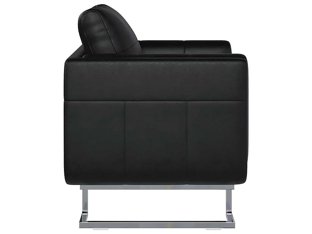 Fauteuil cube avec pieds chromés Noir Similicuir