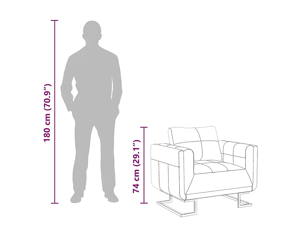 Fauteuil cube avec pieds chromés Noir Similicuir