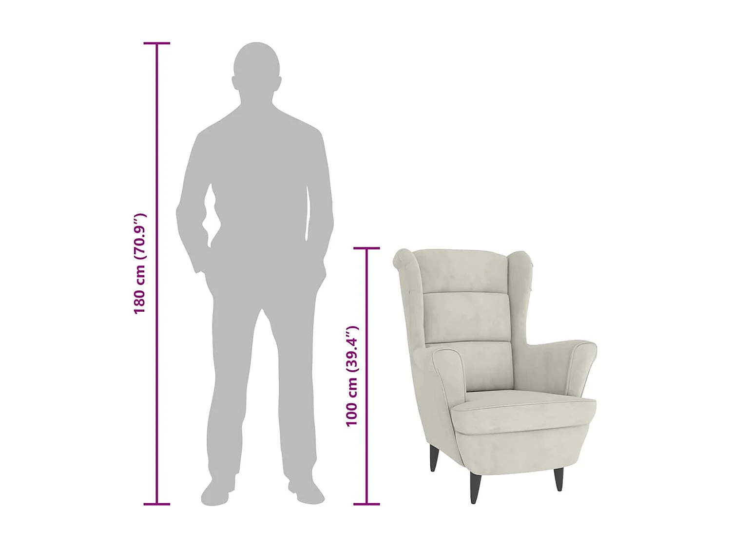 Fauteuil blanc crème velours