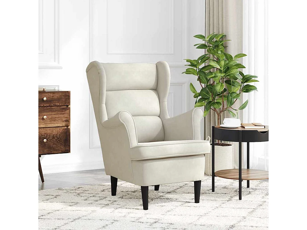 Fauteuil blanc crème velours