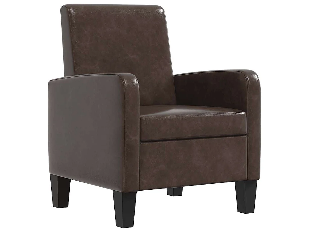 Poltrona em couro artificial castanho