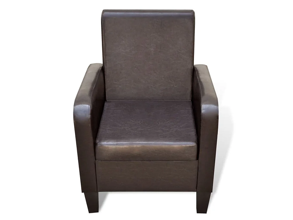 Poltrona em couro artificial castanho