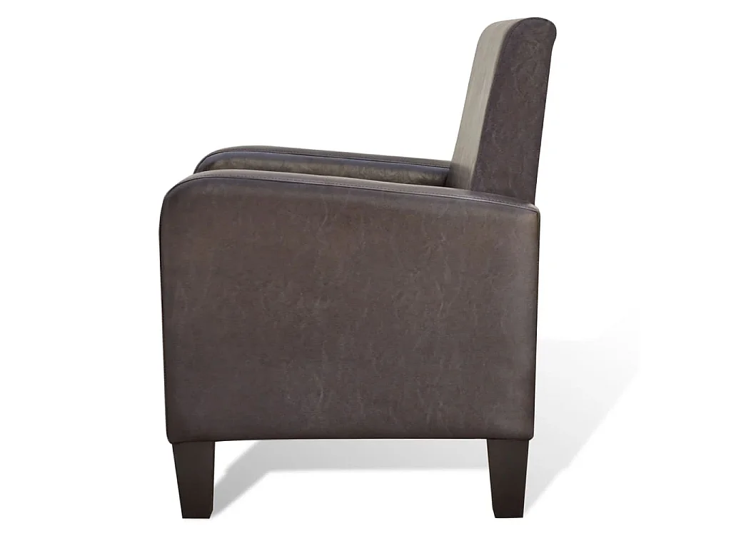 Poltrona em couro artificial castanho