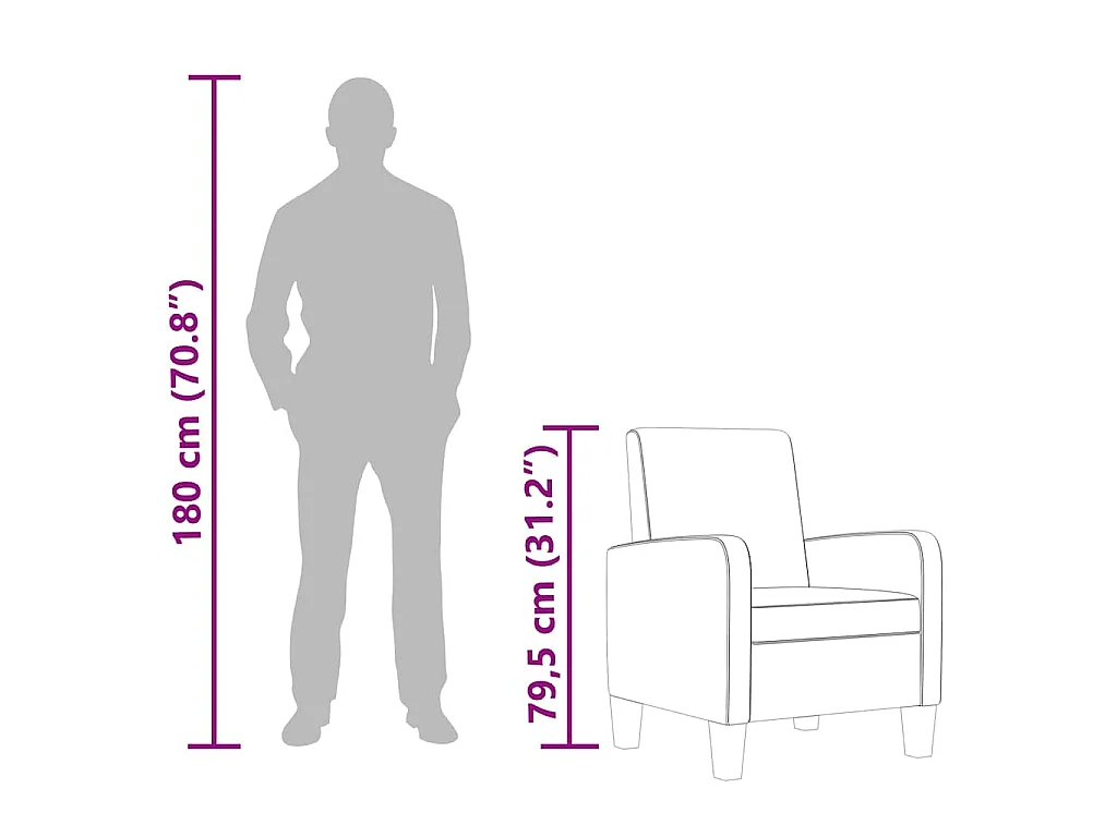 Poltrona em couro artificial castanho