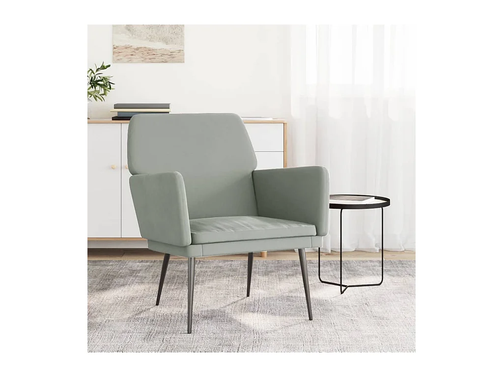 Fauteuil Gris clair 62x79x79 cm Velours