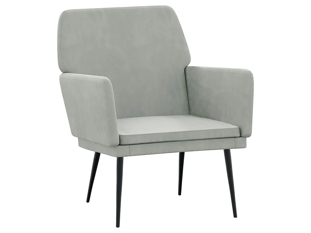 Cadeira c/ apoio de braços 62x79x79 veludo cinzento-claro