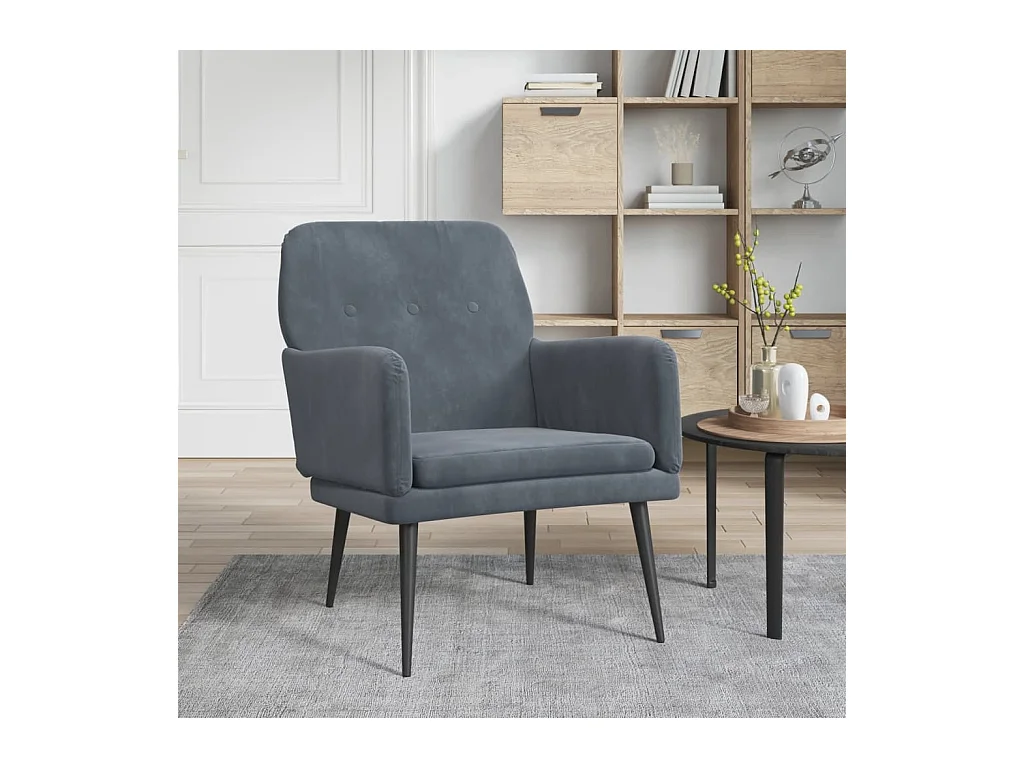 Fauteuil Gris foncé 62x79x79 cm Velours