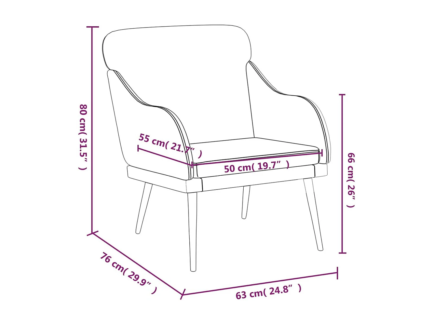 Fauteuil 63x76x80 cm kunstleer grijs