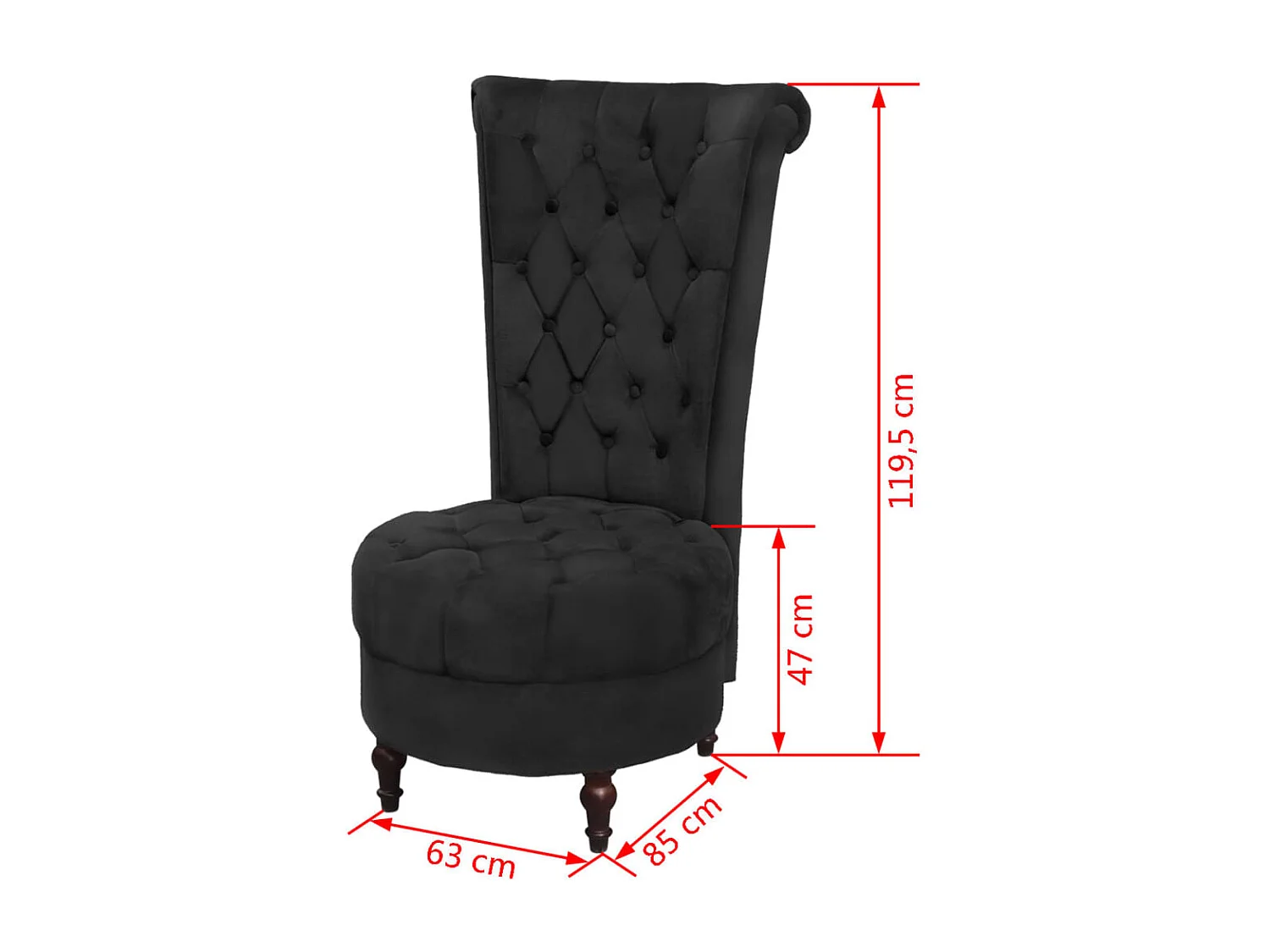 Chaise de canapé avec dossier haut noir tissu