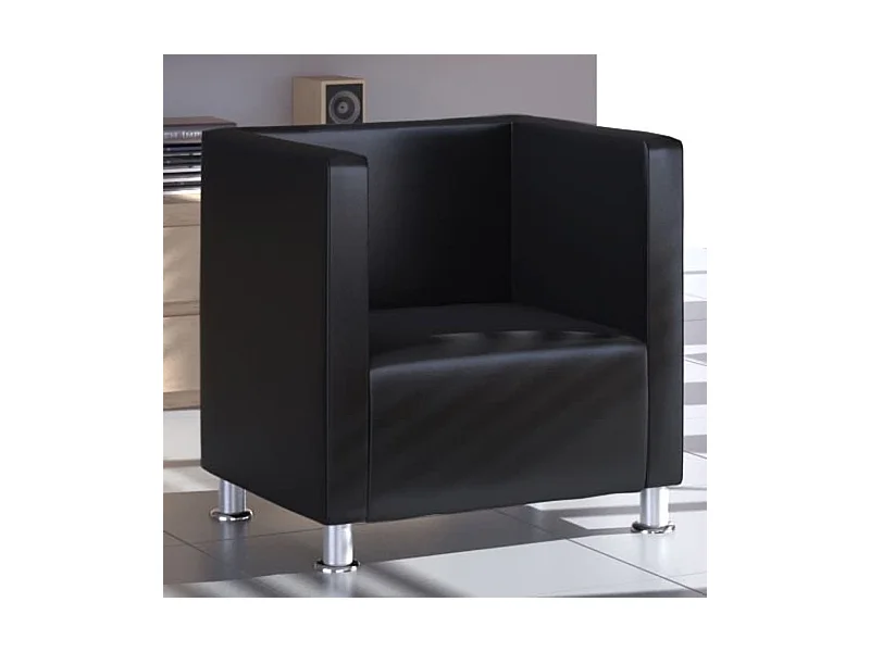 Fauteuil cube noir similicuir