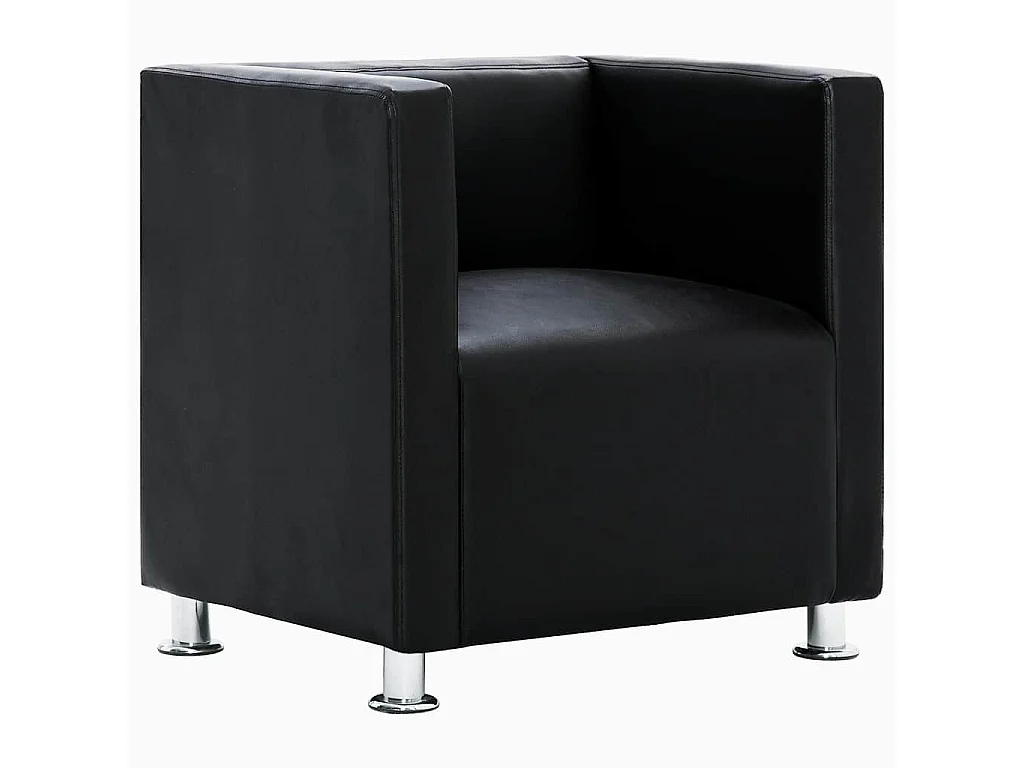 Fauteuil cube noir similicuir