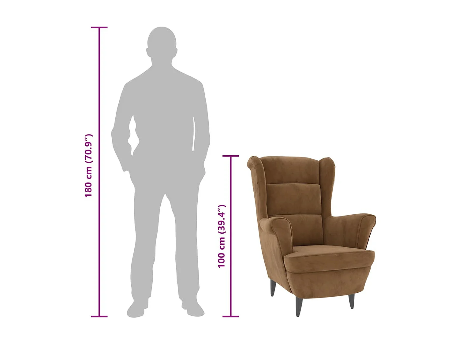 Fauteuil fluweel bruin