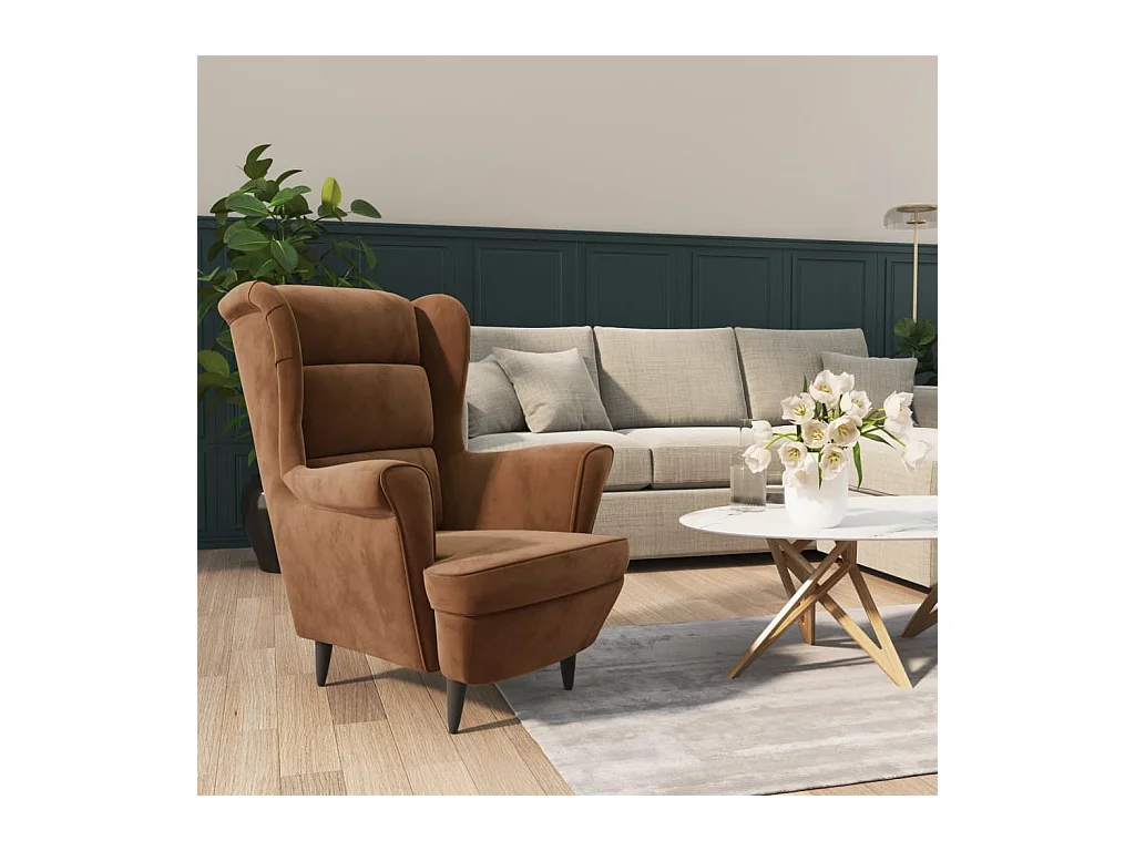Fauteuil marron velours
