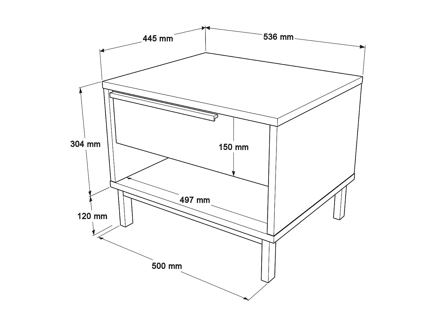 Table De Chevet OCEAN NS54 1D 54x45x42 Blanc