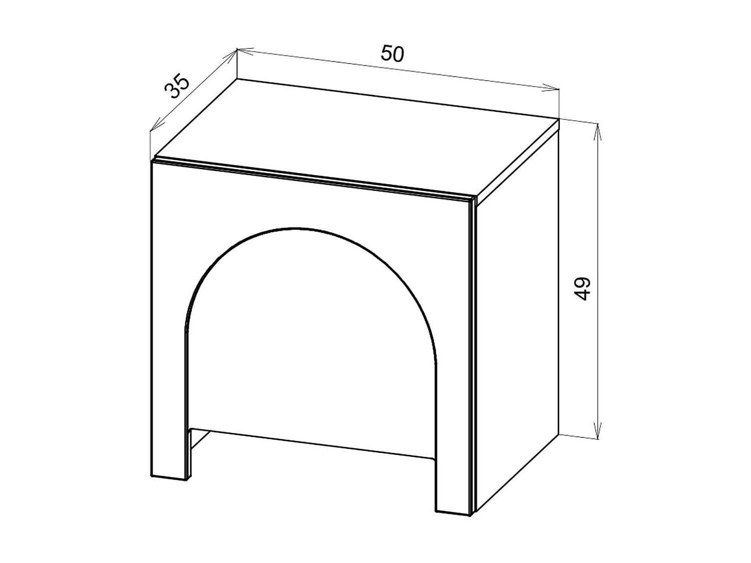 Table De Chevet ARCO NS50 50x35x49 Blanc