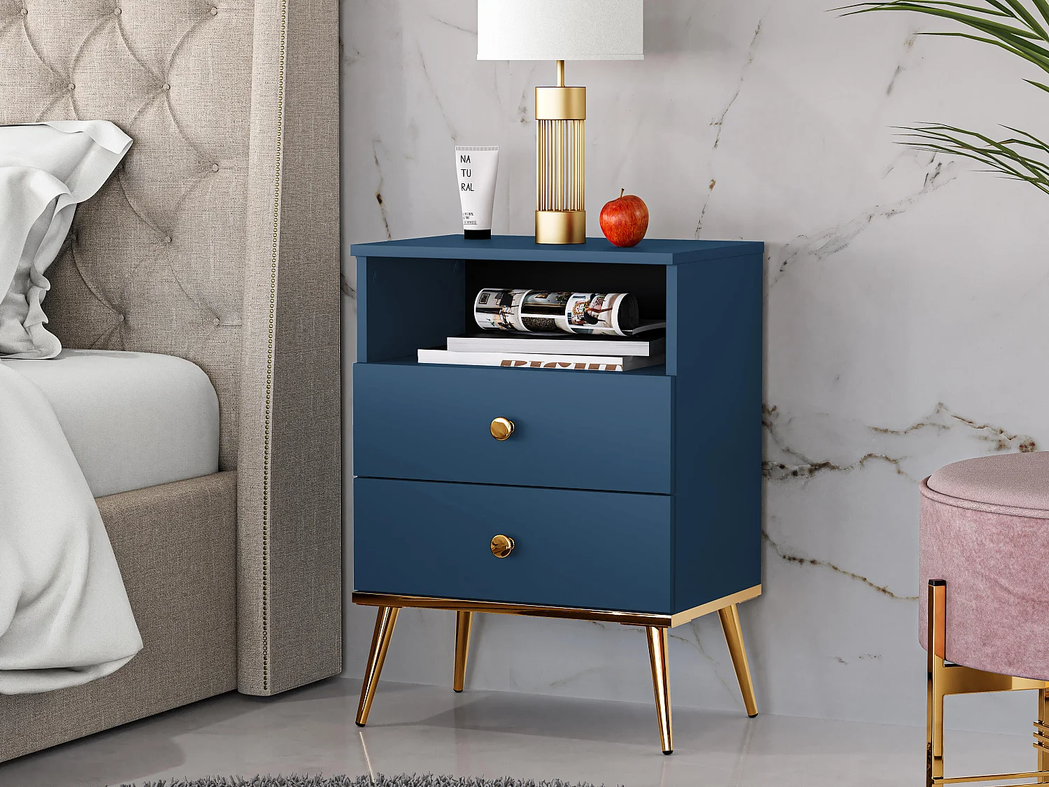 Comodino MARINE NS50 2D 50x34x70 Blu