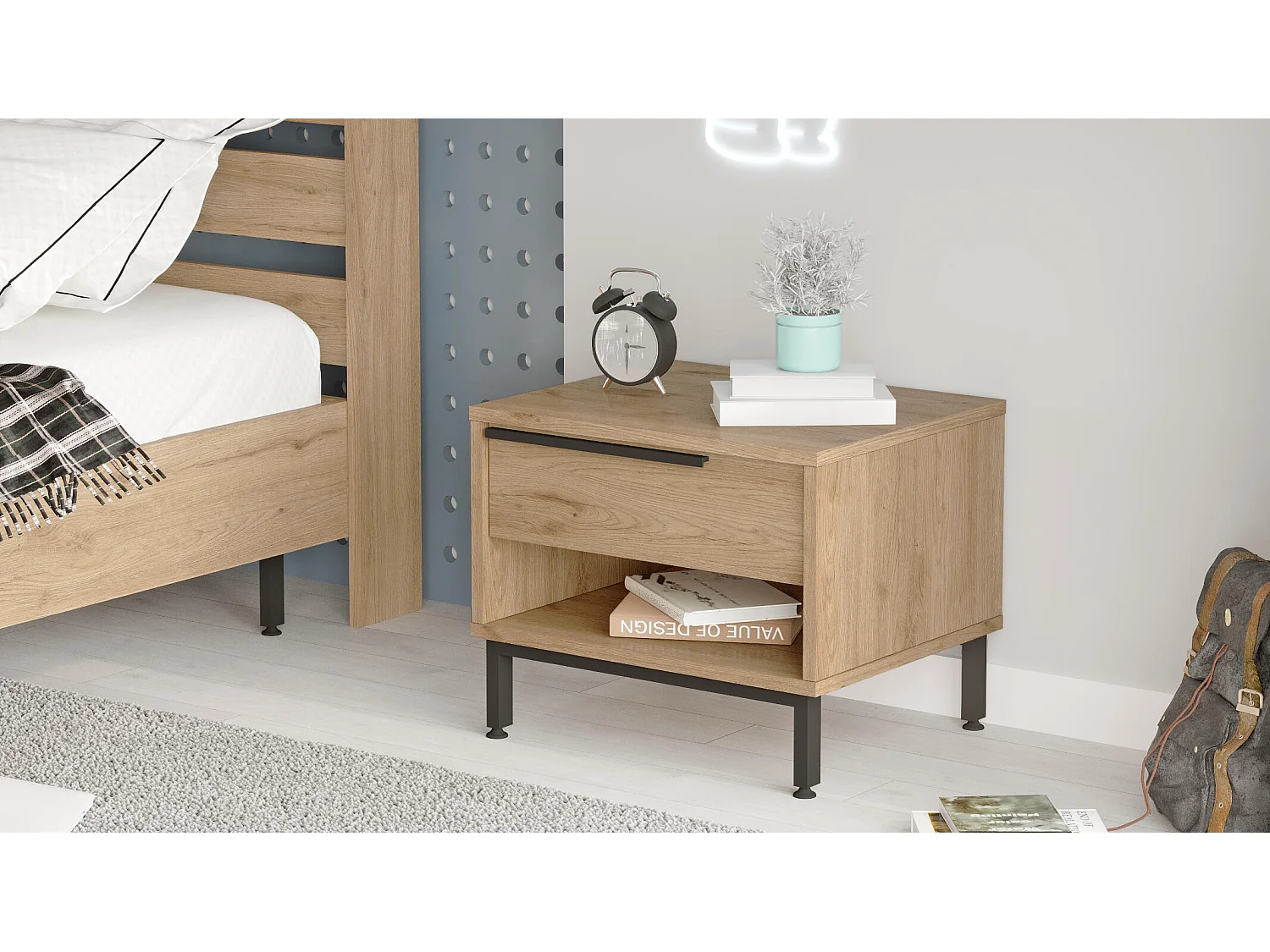 Table De Chevet OCEAN NS54 1D 54x45x42 Naturel