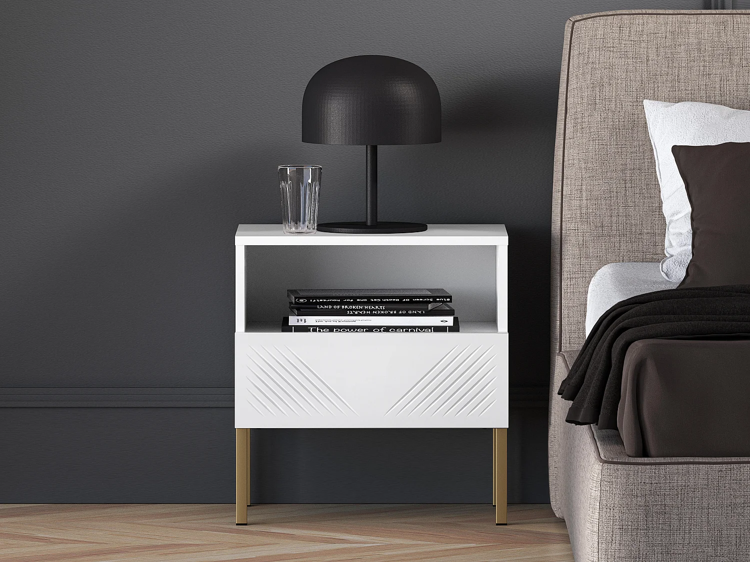 Comodino CLEARING NS50 1D 50x34x53 Bianco