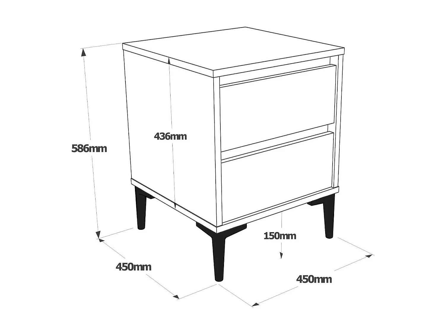 Table De Chevet ARISTO NS45 2D 45x45x59 Naturel