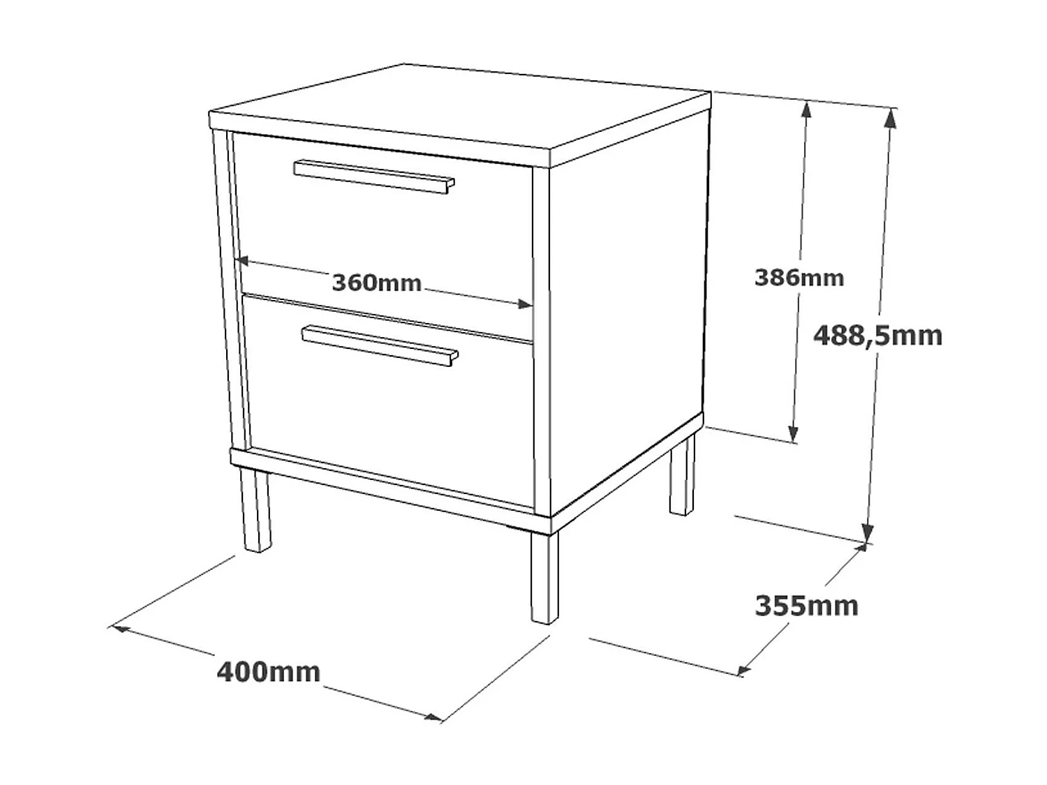 Nachttisch LUVIO NS40 2D 40x36x49 Naturfarben