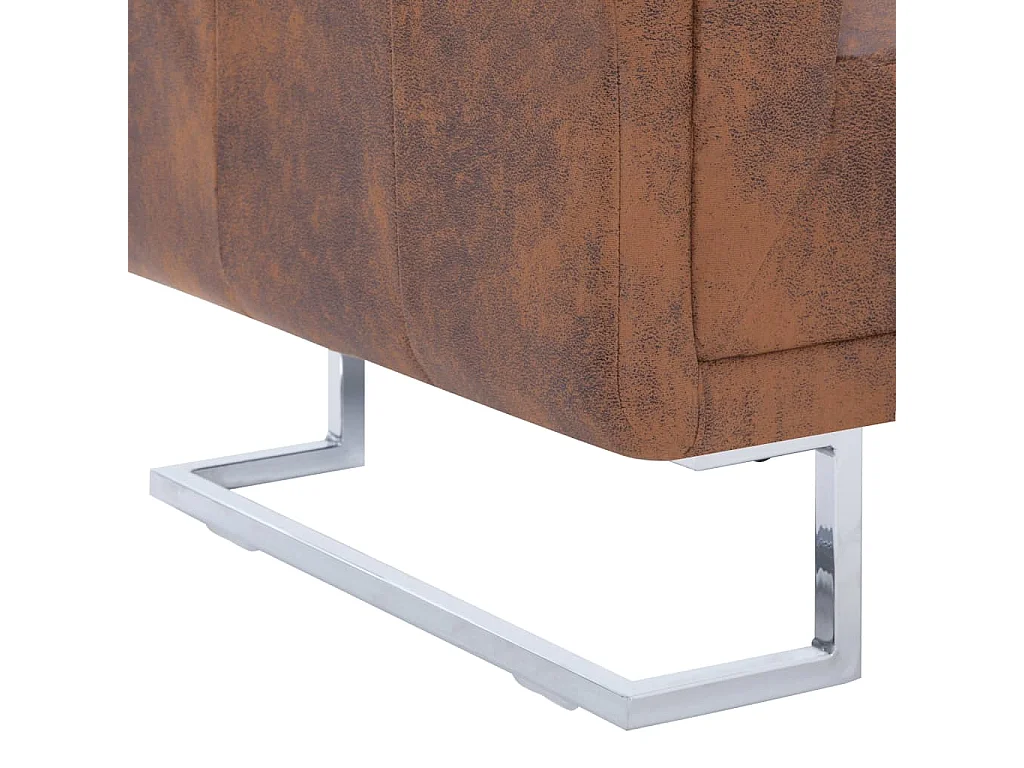 Fauteuil kubus kunstsuède bruin