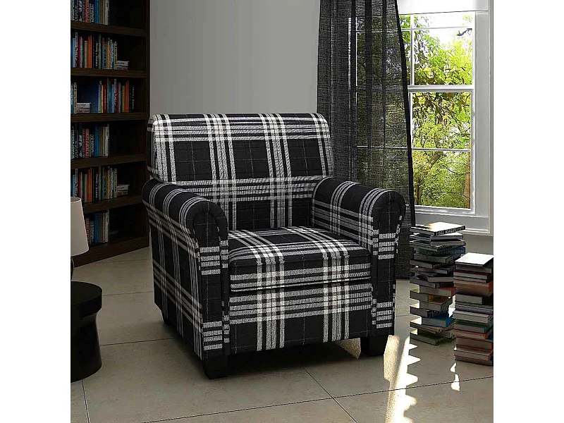 Fauteuil avec coussin Noir Tissu