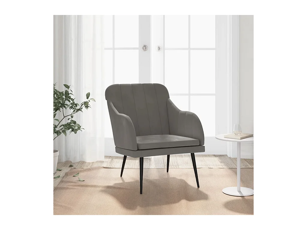 Fauteuil Gris foncé 63x76x80 cm Velours