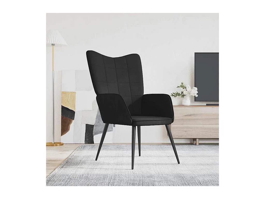 Chaise de relaxation Noir Tissu