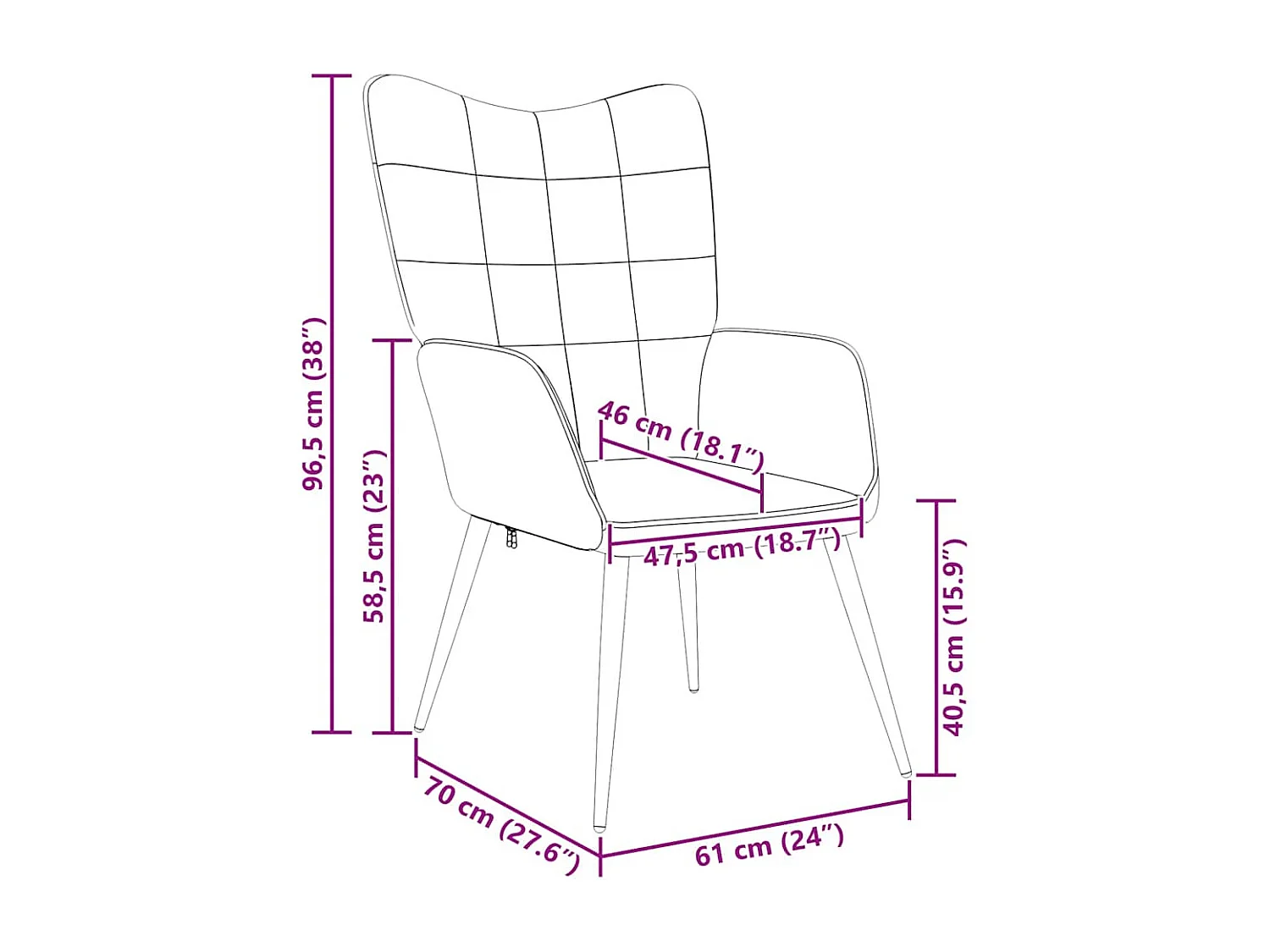 Chaise de relaxation Noir Tissu