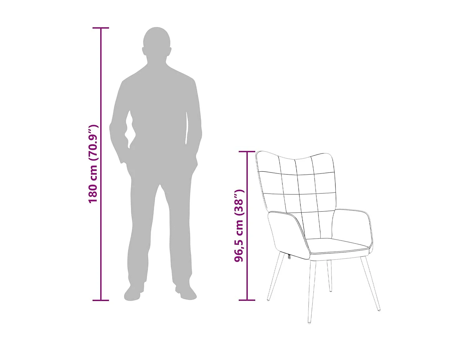 Chaise de relaxation Noir Tissu