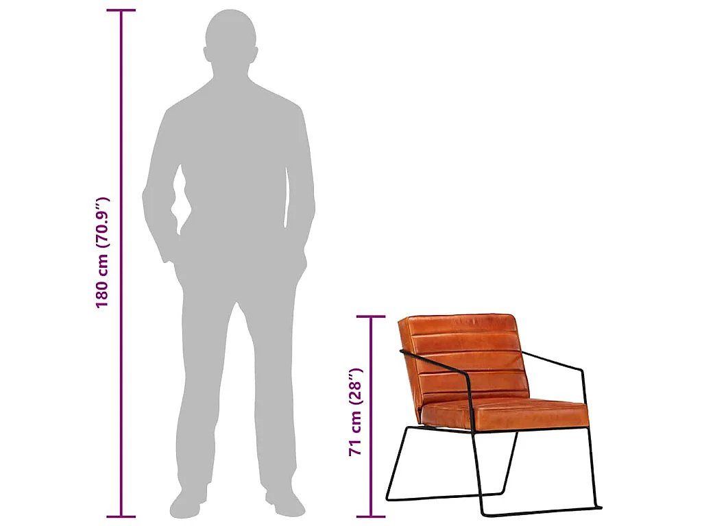 Fauteuil echt leer tan